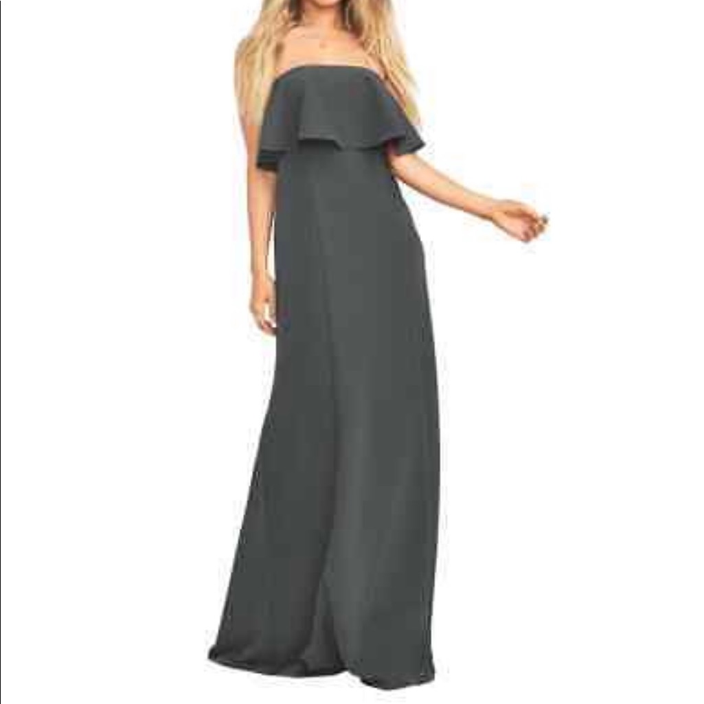 Show Me Your Mumu Monaco Ruffle Gown Xl Charcoal